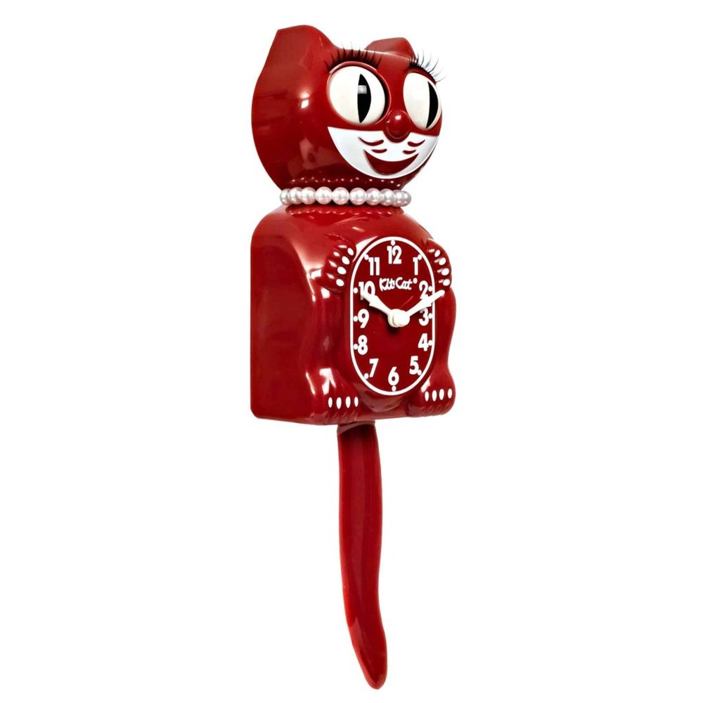 RETIRED LAST ONE! Space Cherry Red Lady Kit-Cat klock clock - Picture 2 of 6